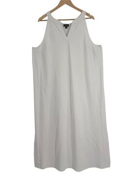 J. Jill Wearever Maxi Dress  V-Neck Sleeveless 2X White Stretch Knit Casual Slit